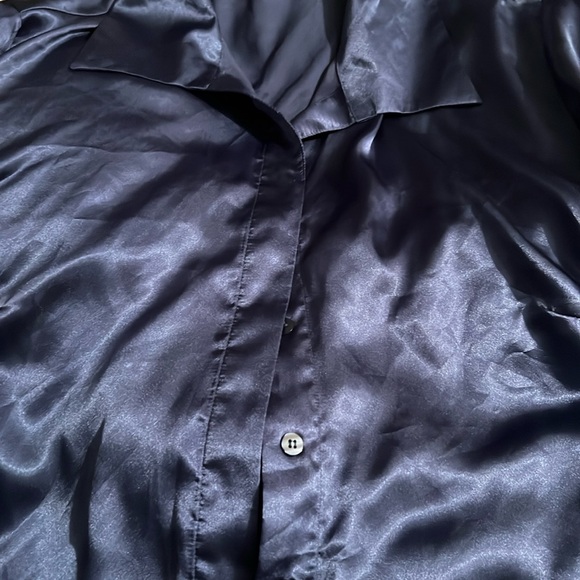 Laura Scott blue satin Button Up Long Sleeve Blouse,, Size 18 - Picture 5 of 5